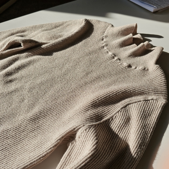 SNIDEL Lamé Rib Knit Long Sleeve Turtle Neck - size F (ONE SIZE), approx. XS-M - Picture 4 of 8